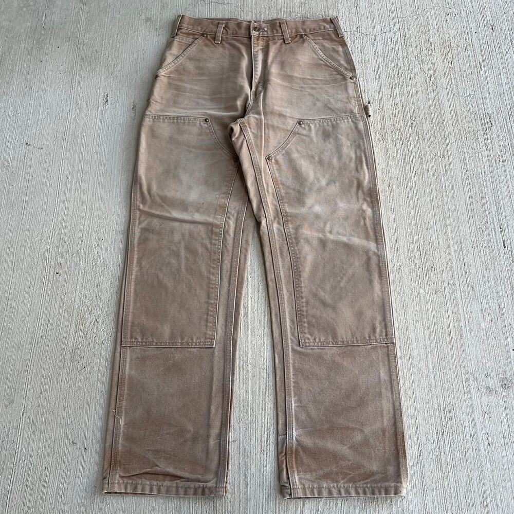 Carhartt B01 BRN brown faded double knee work wear carpenter pants